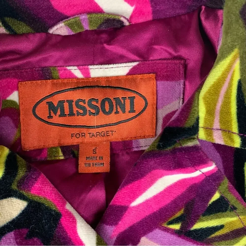Missoni Kids small target Pea Coat Purple Pink Floral vibrant velour